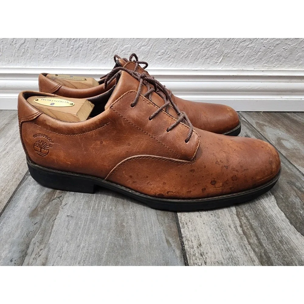 Timberland GSR Metro Brown Leather Oxford Waterproof Vibram Shoes 9M 78531